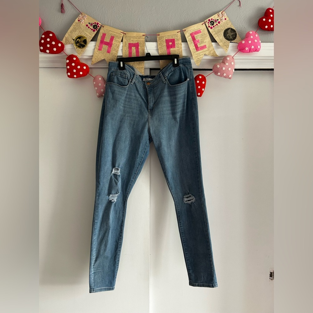 Women's Blue Distressed Jeans